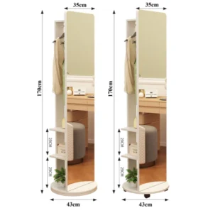 Alternative view of Gương Xoay Thông Minh Kết Hợp Gương Soi,Giá Treo Quần Áo, Móc Treo Túi Xách Và Kệ Để Đồ