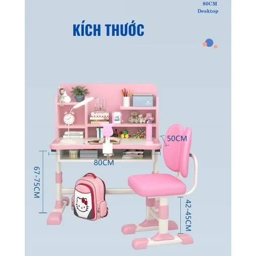 Bộ bàn học cho bé chống cận chống gù điều chỉnh thông minh kèm ngăn kéo và giá sách tiện dụng - Ảnh 3